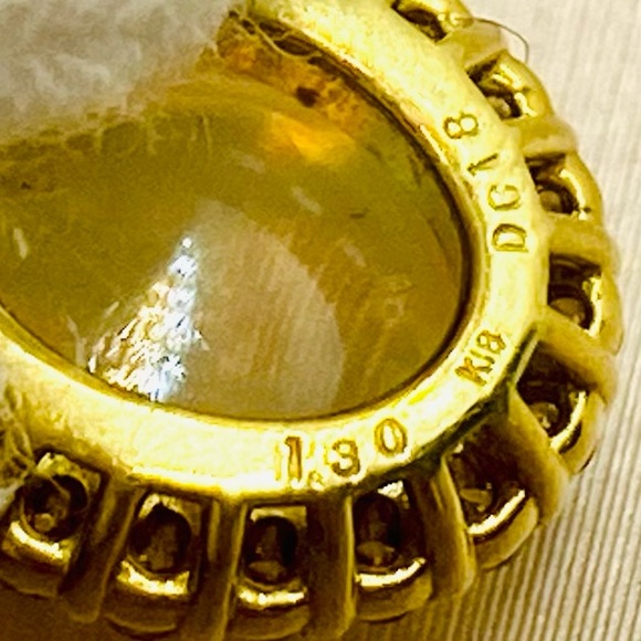 EUC 18k Yellow Gold Oval Opal Stud Earrings w/ Diamond Halo - Picture 13 of 15